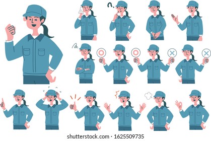 Blue Collar Worker Woman Gesture Emotion