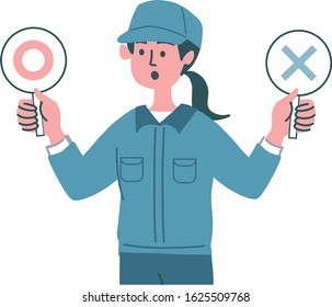 Blue Collar Worker Woman Gesture Emotion