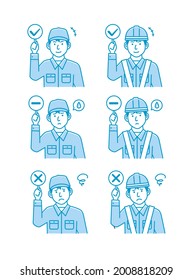 Blue  collar workers showing placards vector illustration set