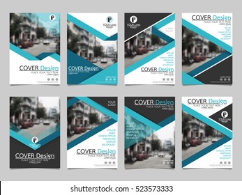 Blue collection set cover business brochure vector design, Leaflet advertising abstract background, Modern poster magazine layout template, Annual report for presentation.