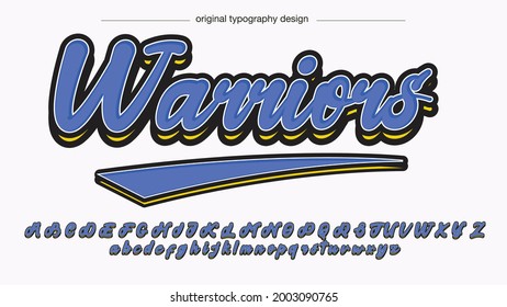 Blue College Varsity Cursive Artistic Font Typography