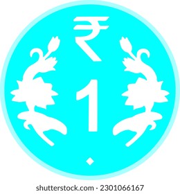 Blue Color 1 Rupee Coin Graphic Design svg