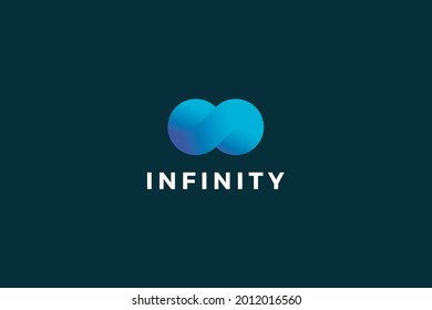 Blue color 3d technological aesthetic infinity logo