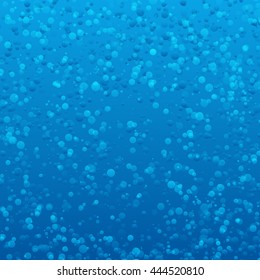 Blue color abstract bubbles background. Fizzy water backdrop. Rain drops texture.