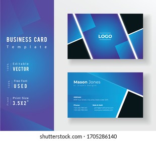 Blue Color Abstract Business card Template.