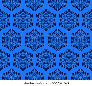 blue color. Abstract floral seamless pattern. geometry design. Vector. Texture for holiday cards, Valentines day, wedding invitations