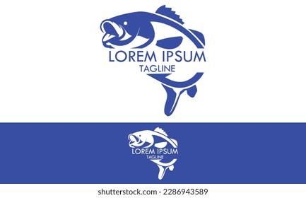 Diseño del logotipo del pez gancho con color azul