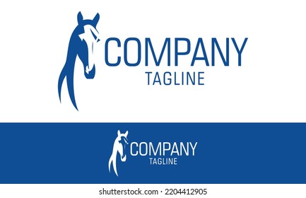 Blue Color Abstract Horse Head Logo Design