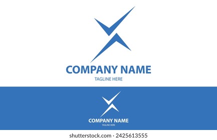 Blue Color Abstract Initial Letter X Arrow Compass Logo Design