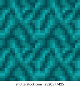Blue color abstract seamless pattern texture pixel art background for video game. Knitted design. Isolated vector 8-bit illustration.