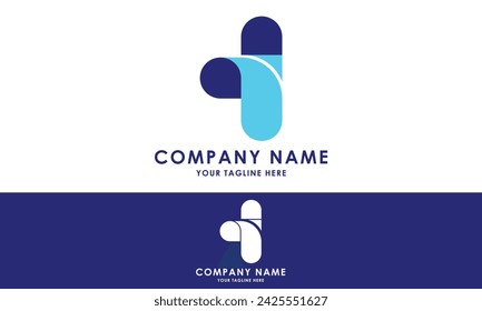 Blaue Farbe Abstraktes einfaches Kreuz-Logo-Design