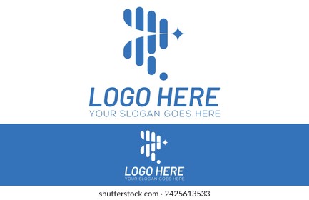 Blue Color Abstract Simple Music Beat Logo Design