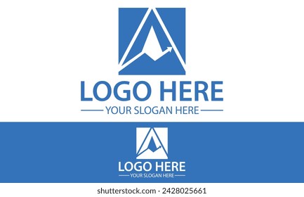Blue Color Abstract Square Initial Letter A Finance Chart Logo Design