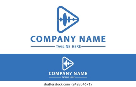 Blue Color Abstract Techno Triangle Wave Logo Design