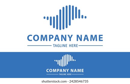 Blue Color Abstract Techno Wave Logo Design