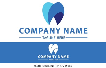 Blue Color Abstract Tooth Dental Orthodontics Clinic Logo Design