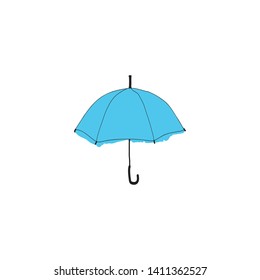 Blue color abstract umbrella on white background.