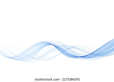 Blue color abstract wave design element with halftone effect.