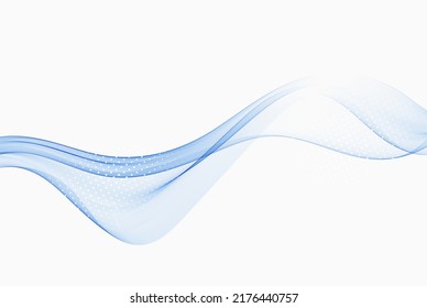 Blue color abstract wave design element with halftone effect.