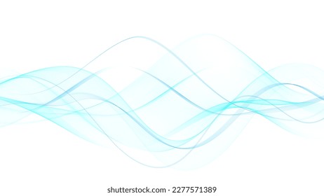 Blue color abstract wave design element. Wavy blue lines on a white background.