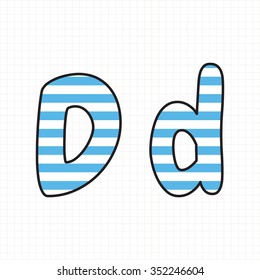 blue color alphabet letters D