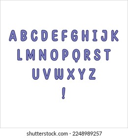 blue color alphabet vector with unique font