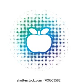 blue color apple icon over dot pattern-vector drawing