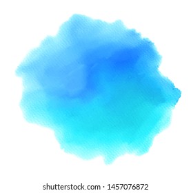 Blue color aqua liquid hand drawn vector watercolor stain for art design, illustration, label, card, wallpaper, tag