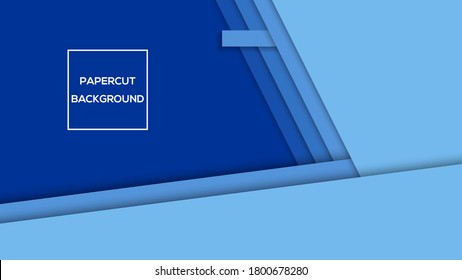 Blue color art paper cut background vector illustration best for background, branding and wallpaper backdrop, flat lay