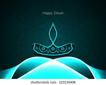 Blue color artistic Happy Diwali card design. vector illustration