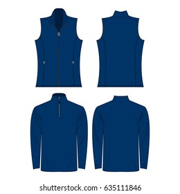 blue color autumn fleece vest and jacket set isolated vector on the white background