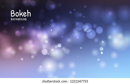 Blue color background. Blur bokeh light effect. Abstract vector illustration