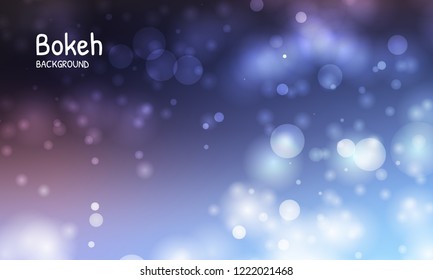 Blue color background. Blur bokeh light effect. Abstract vector illustration