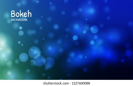 Blue color background. Blur bokeh light effect. Abstract vector illustration