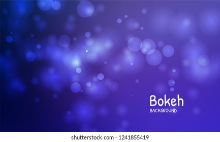 Blue color background. Blur bokeh light effect. Abstract vector illustration