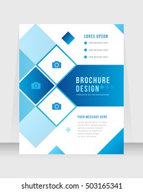 Blue Color Background Busines Book Cover Design Template in A4. Brochure, Magazine, Corporate Presentation, Annual Report, Poster, Website, Flyer, Portfolio, Banner