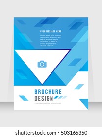 Blue Color Background Busines Book Cover Design Template in A4. Brochure, Magazine, Corporate Presentation, Annual Report, Poster, Website, Flyer, Portfolio, Banner