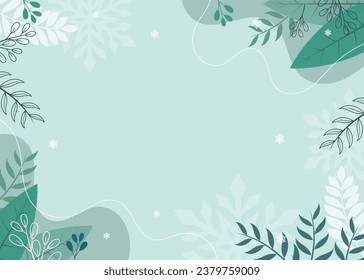 blue color background with illustration of winter plants. winter background design