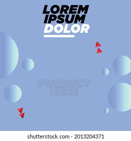 blue color background poster with bubbles and red arrows for focus