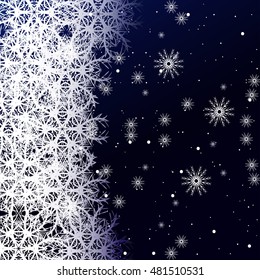 blue color background with snowflakes for Christmas cards. vector illustration. graphic arts and design. a series of images for the new year and Christmas