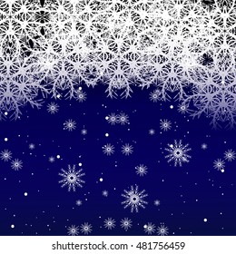blue color background with snowflakes for Christmas cards. vector illustration. graphic arts and design. a series of images for the new year and Christmas