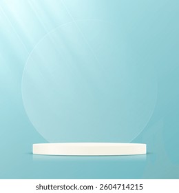 Blue color background vector 3d with white podium space for selling products, backdrop, wallpaper, background, text. Empty blue studio room background. Vector illustration.