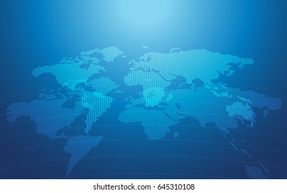 blue color background with world map in polka dots design