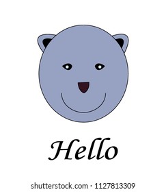 Blue color bear icon and hello text vector on white background