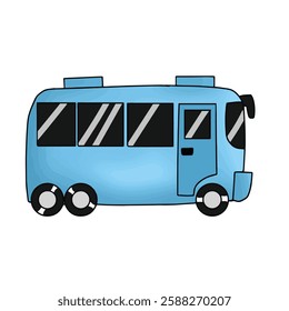 Blue Color Big Bus Illustration