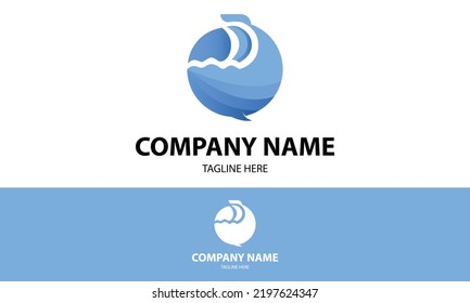 Blue Color Big Nature Whale Logo Design