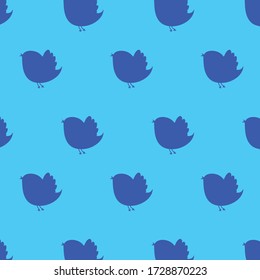 blue color bird pattern on blue background vector