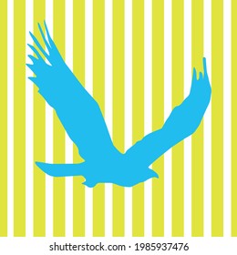 blue color bird pattern on yellow and white straight lines on background, vector