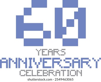 blue color bitmap number 60 and the words years anniversary celebration in the bottom, isolated on white background.
