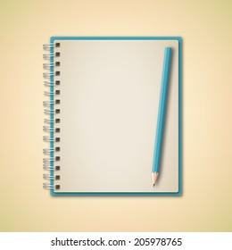 Blue color blank Notebook vector 